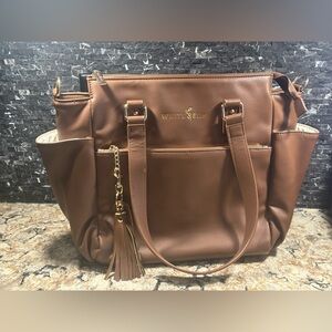 White Elm Gemini Mini Bag Purse Convertible Backpack Travel Caramel Vegan